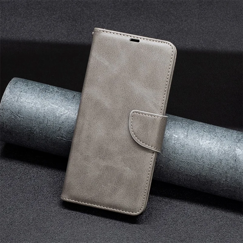 For Xiaomi Civi 3 5G Textured Stand Phone Case Solid Color Wallet PU Leather + Inner TPU Phone Cover - Grey