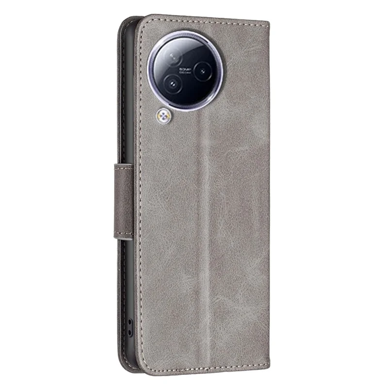 For Xiaomi Civi 3 5G Textured Stand Phone Case Solid Color Wallet PU Leather + Inner TPU Phone Cover - Grey