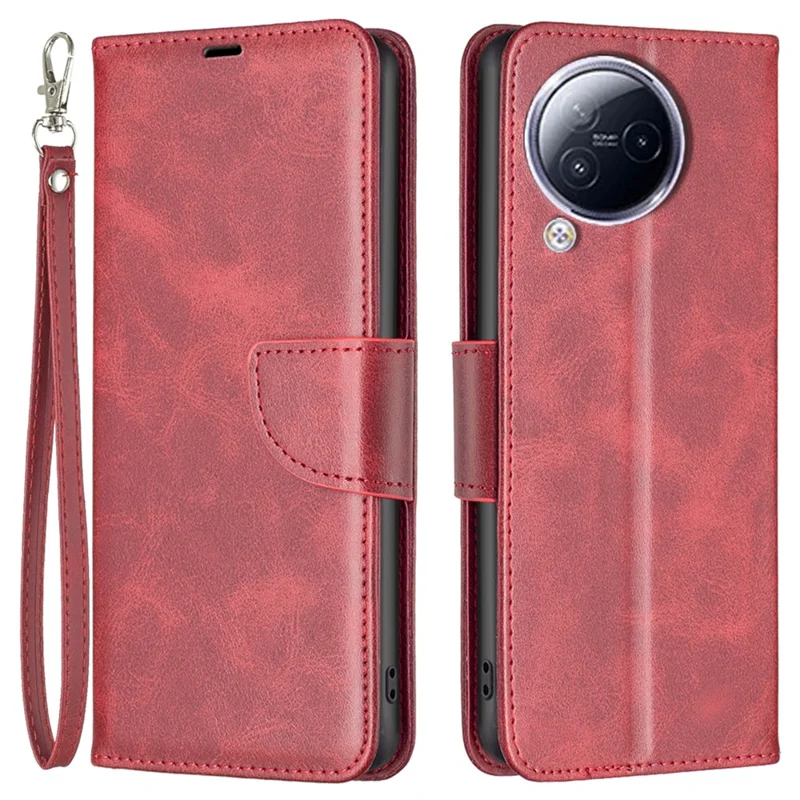 For Xiaomi Civi 3 5G Textured Stand Phone Case Solid Color Wallet PU Leather + Inner TPU Phone Cover - Red