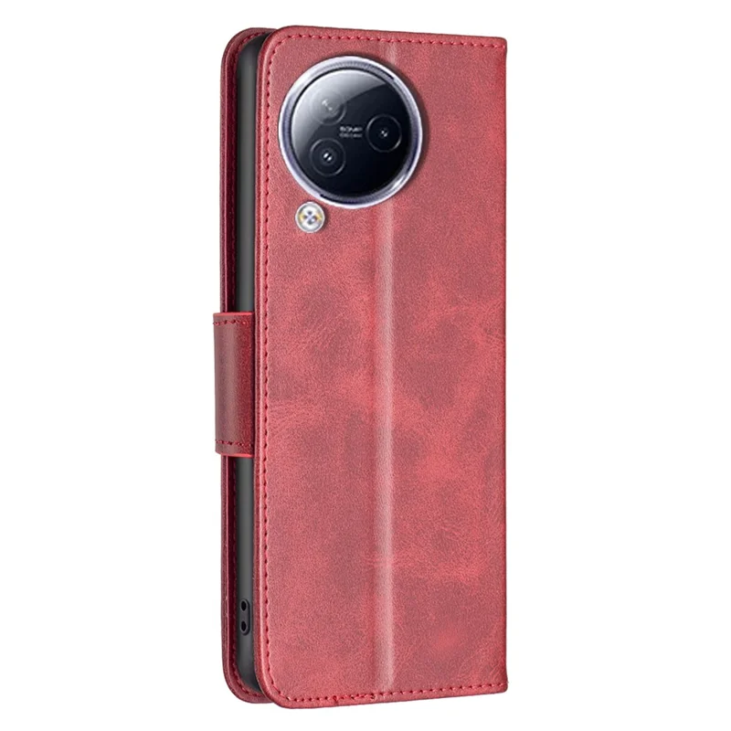 For Xiaomi Civi 3 5G Textured Stand Phone Case Solid Color Wallet PU Leather + Inner TPU Phone Cover - Red