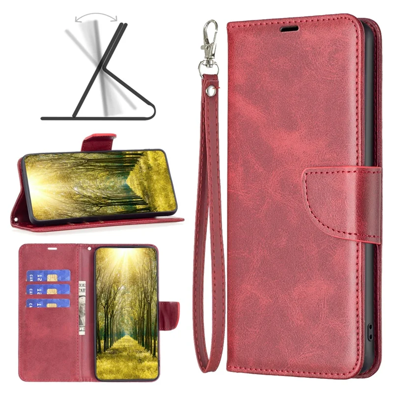 For Xiaomi Civi 3 5G Textured Stand Phone Case Solid Color Wallet PU Leather + Inner TPU Phone Cover - Red