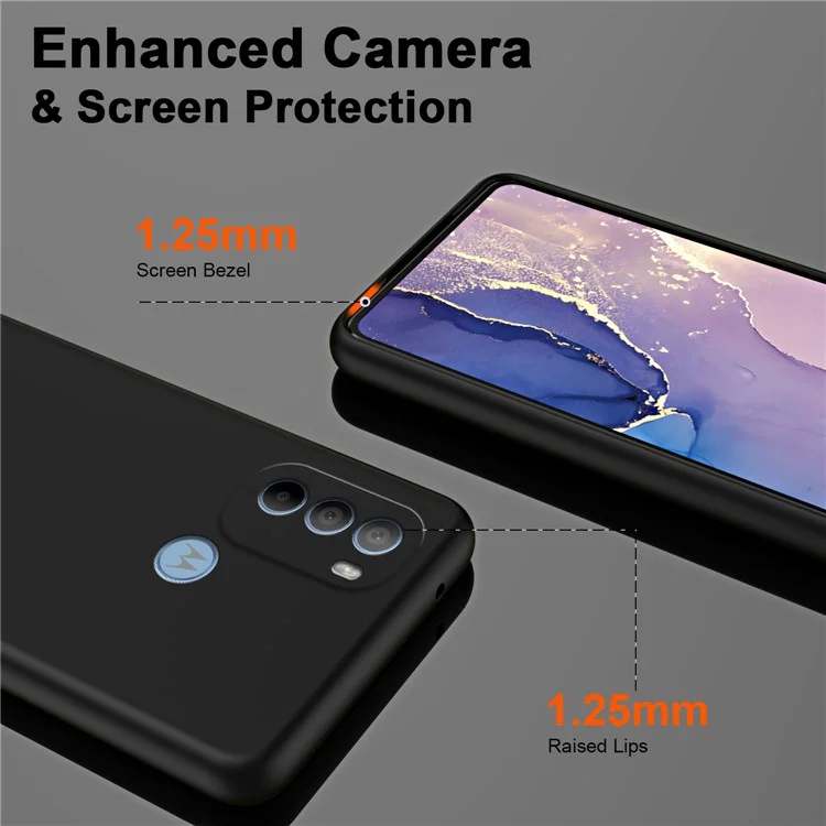 Rubberized TPU Case for Motorola Moto G31 4G , Fiber Lining 2.2mm Thickness Phone Cover - Black