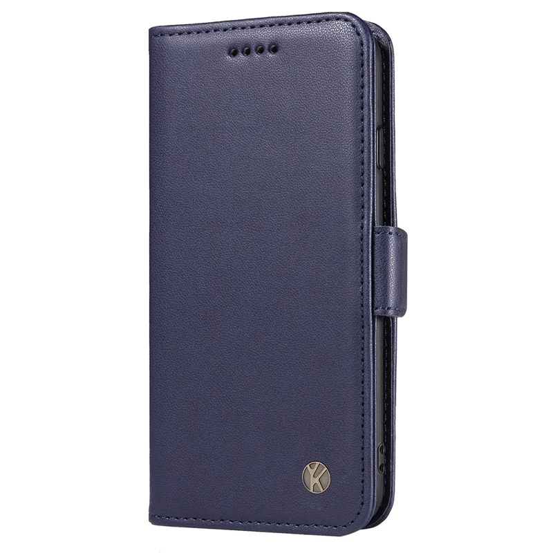 YIKATU YK-003 Für iPhone 15 Magnetischer Verschluss Stoßfeste Hülle Leder Geldbörse Ständer Handyhülle - Saphir