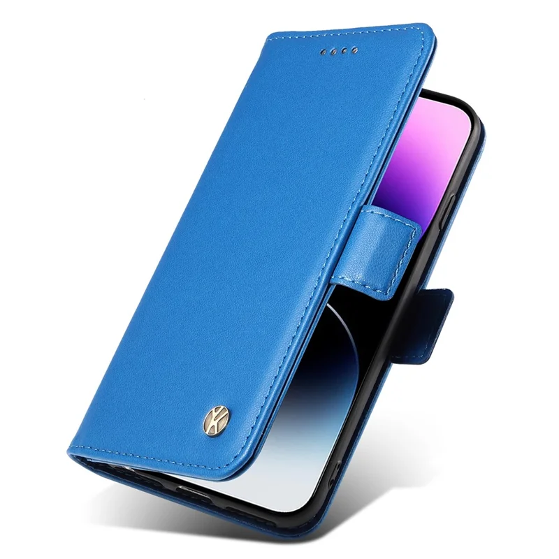 YIKATU YK-003 For iPhone 15 Pro PU Leather Magnetic Clasp Phone Case Anti-drop Wallet Stand Cover - Sky Blue