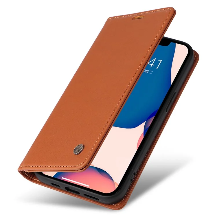 YIKATU YK-001 For iPhone 15 PU Leather Wallet Phone Case Magnetic Auto-absorbed Stand Cover - Brown