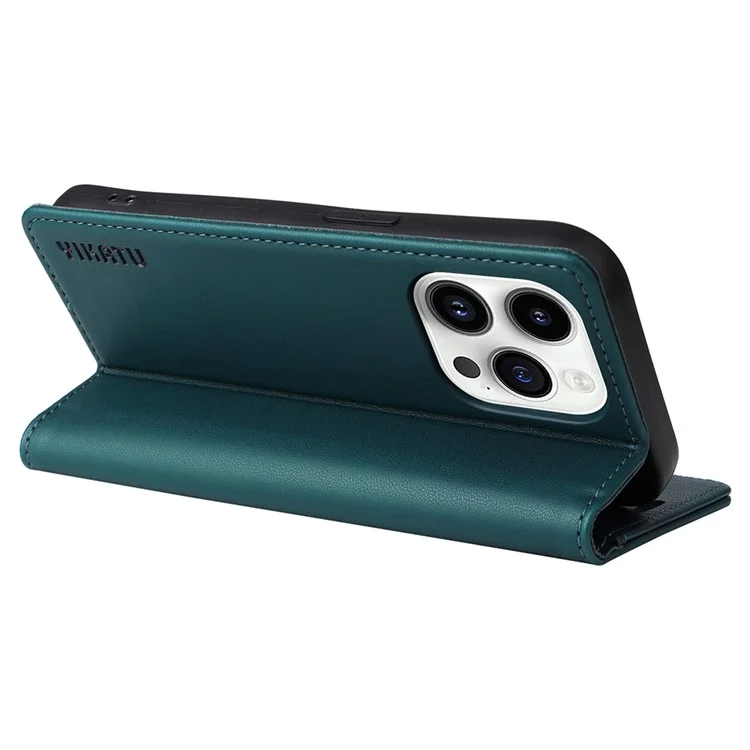 YIKATU YK-001 For iPhone 15 Pro PU Leather Wallet Phone Cover Magnetic Closing Flip Stand Case - Green