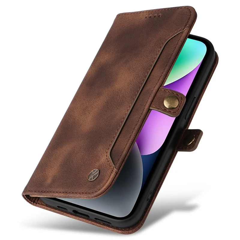 YIKATU YK-002 For iPhone 15 PU Leather Wallet Case Flip Stand Phone Cover with Outer Card Slot - Brown