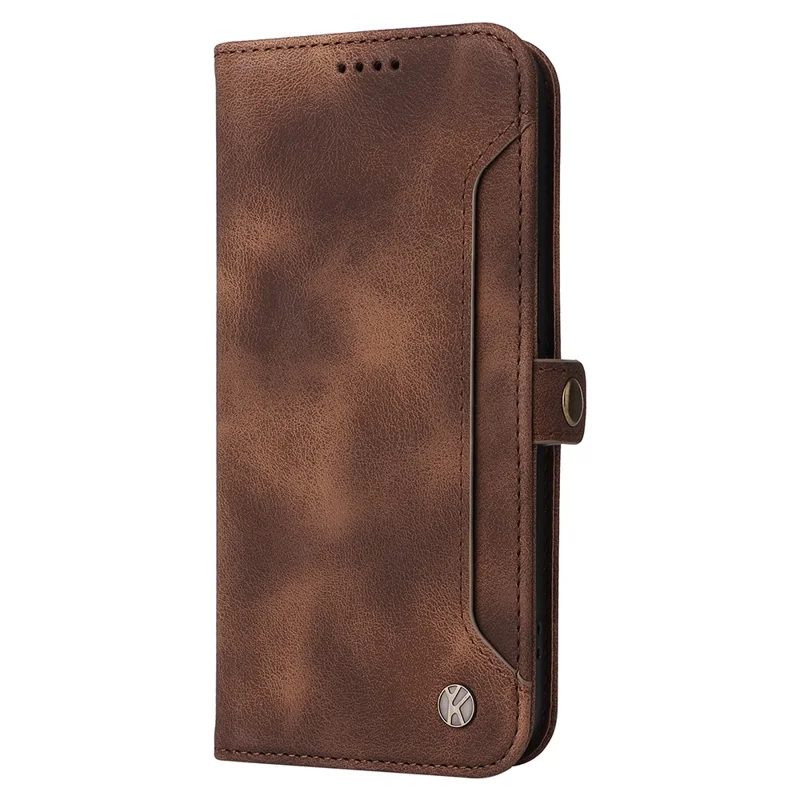 YIKATU YK-002 For iPhone 15 PU Leather Wallet Case Flip Stand Phone Cover with Outer Card Slot - Brown