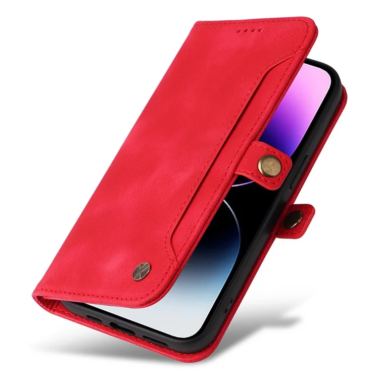 YIKATU YK-002 For iPhone 15 Pro Max PU Leather Wallet Stand Case Anti-drop Phone Cover with Outer Card Slot - Red