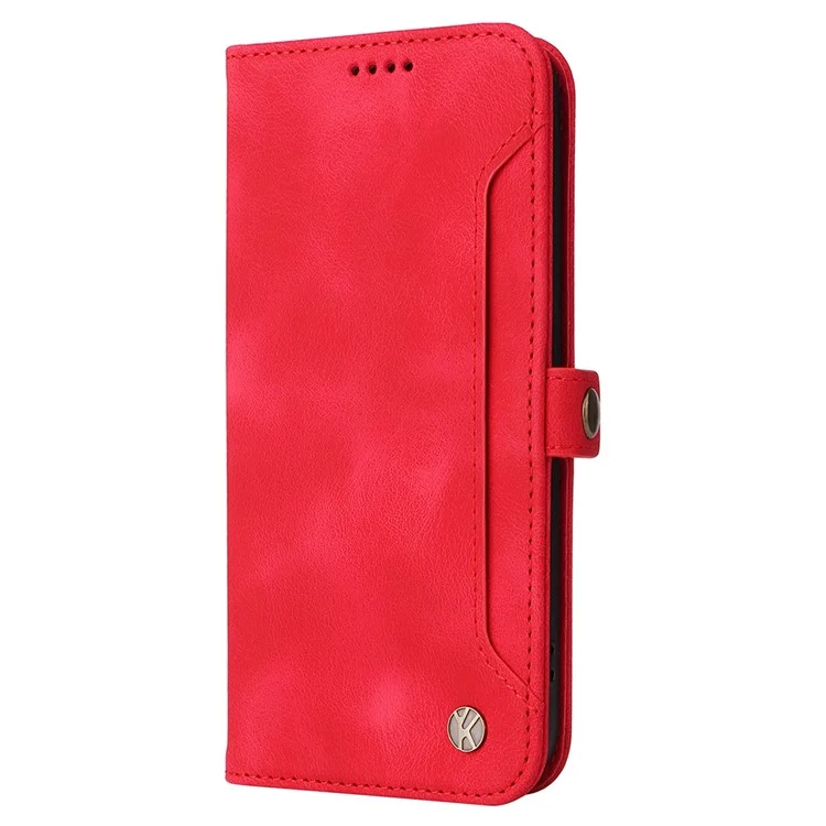 YIKATU YK-002 For iPhone 15 Pro Max PU Leather Wallet Stand Case Anti-drop Phone Cover with Outer Card Slot - Red