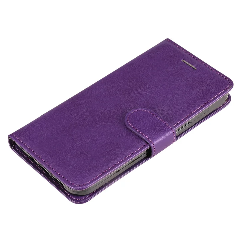 For iPhone 15 Plus Case Solid Color Leather Mobile Cover Wallet Stand with Strap - Purple