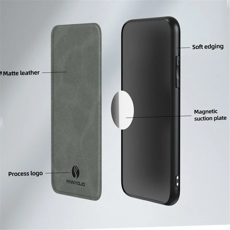 ANNYOJO для Samsung Galaxy S22 5G PU Leather+PC+TPU чехол для телефона Магнитный автомобильный крепление телефона Обложка - Кофе