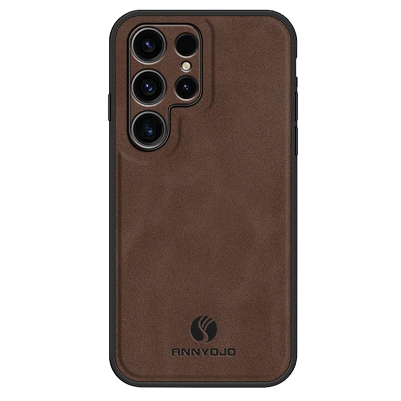 ANNYOJO Para Samsung Galaxy S23 Ultra Capa Magnética de Montagem de Carro de Couro PU+PC+TPU - Café