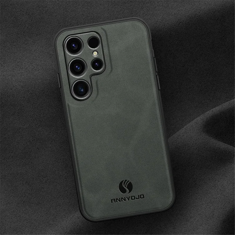 ANNYOJO Para Samsung Galaxy S23 Ultra Capa Magnética de Montagem de Carro de Couro PU+PC+TPU - Café