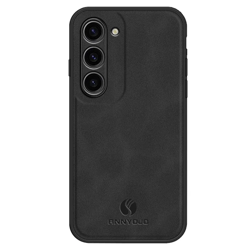 ANNYOJO For Samsung Galaxy S23 Phone Case PU Leather+PC+TPU Cover with Car Mount Metal Sheet - Black