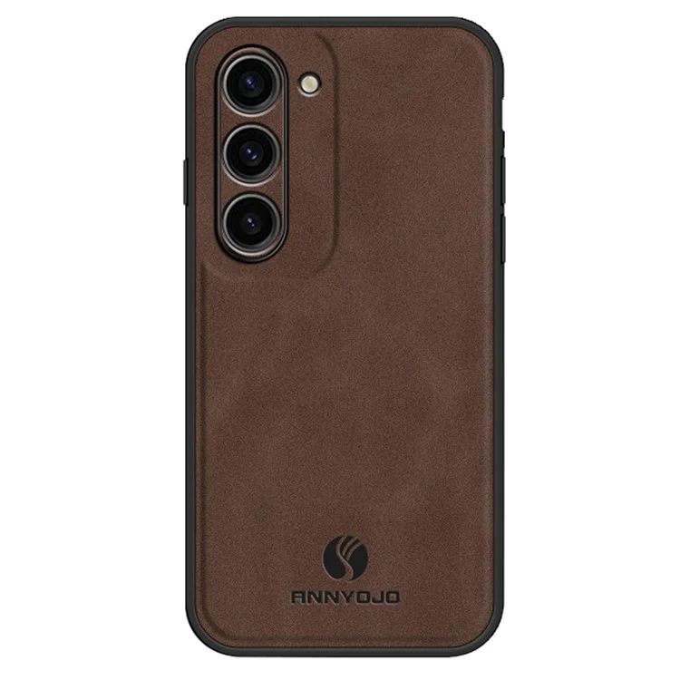 ANNYOJO для Samsung Galaxy S23+ PU Leather Coated PC+TPU Cover Magnetic Car Mount Phone Case - Coffee