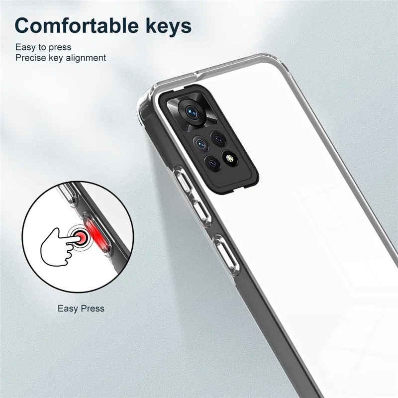 Чехол для телефона Xiaomi Redmi Note 12 Pro 4G, задняя панель из ТПУ + рамка из ПК + кольцо камеры из ПК, прозрачная крышка - черная