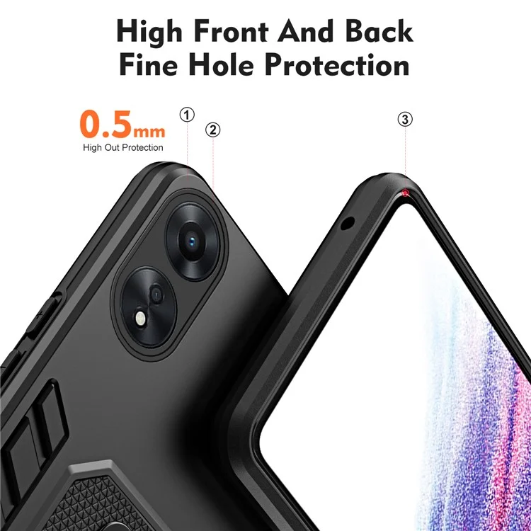 Für Oppo A78 5G Hidden Kickstand Handyhülle Silikonring Gurt TPU+PC Schutzhülle - Schwarz