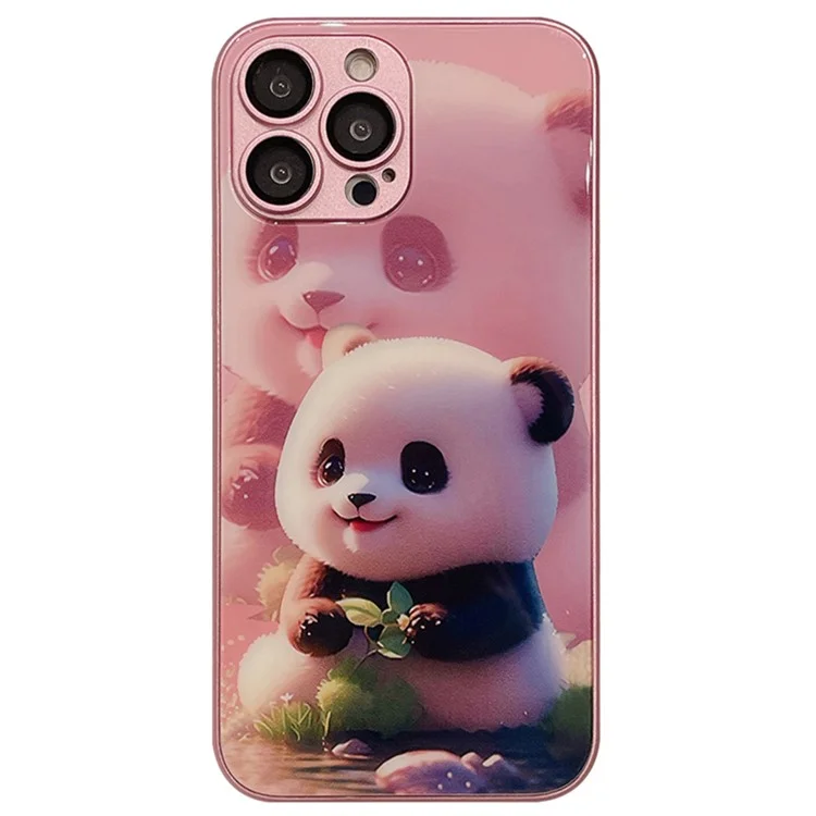 Pour Iphone 12 Pro Mignon Panda Panda Imprimée à Gratter le Verre Trempé + Tpu Case de Téléphone Avec Film de L'objectif - Rose