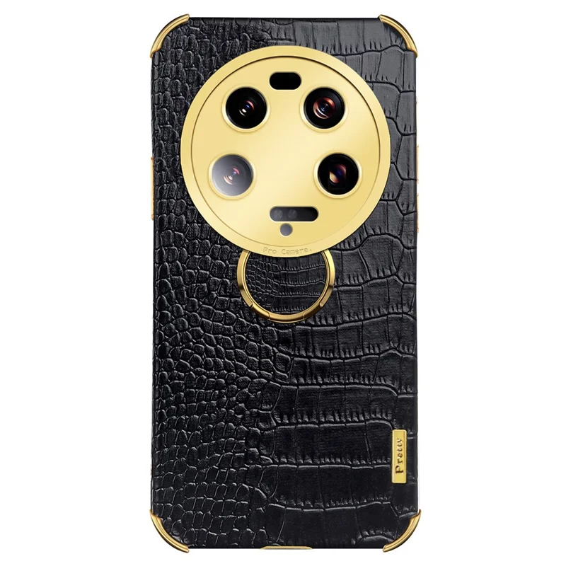 For Xiaomi 13 Ultra Leather Coated TPU Phone Case 6D Electroplating Back Cover with Kickstand - White