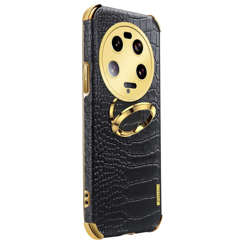 For Xiaomi 13 Ultra Leather Coated TPU Phone Case 6D Electroplating Back Cover with Kickstand - White