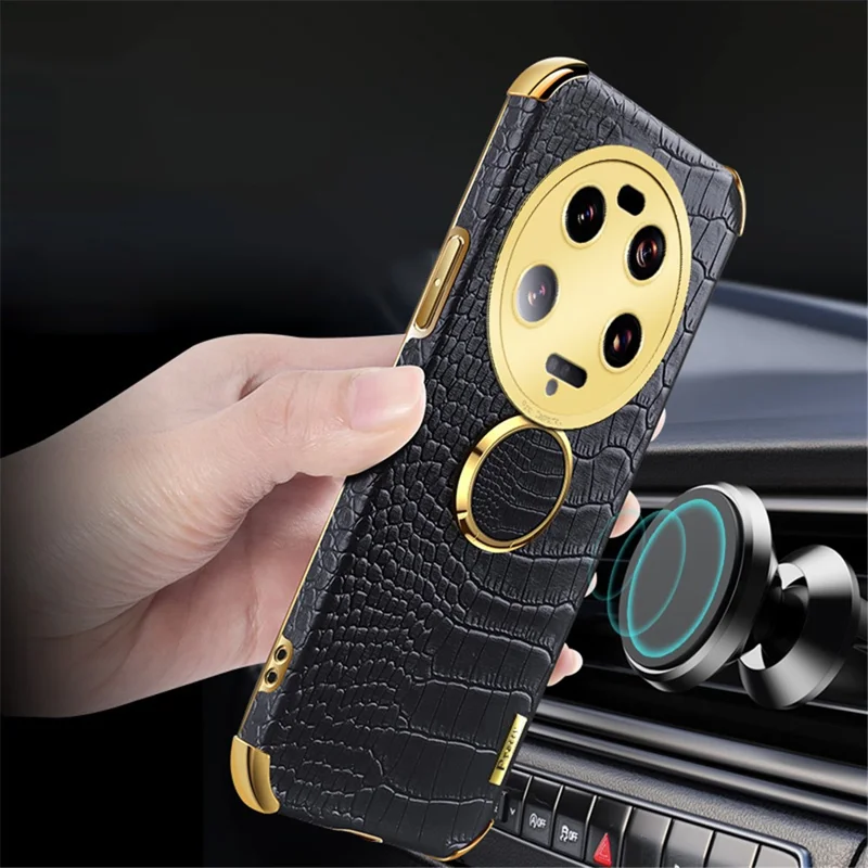 For Xiaomi 13 Ultra Leather Coated TPU Phone Case 6D Electroplating Back Cover with Kickstand - White