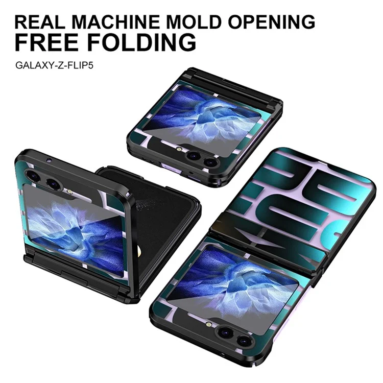 Para Samsung Galaxy Z Flip5 5G Capa Eletroplating PC Capa de Telefone - Preto