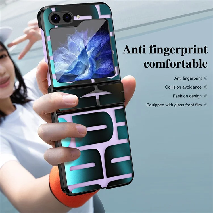 Para Samsung Galaxy Z Flip5 5G Capa Eletroplating PC Capa de Telefone - Preto