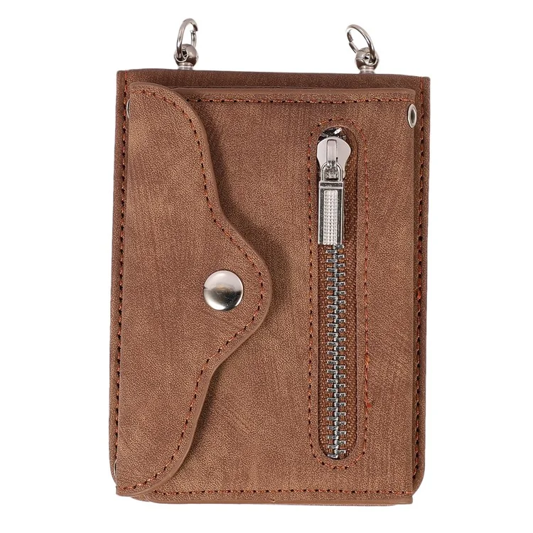 Pour Samsung Galaxy Z Flip5 5G RFID Blocking Card Bag Case PU Leather+PC Phone Cover with Kickstand - Marron