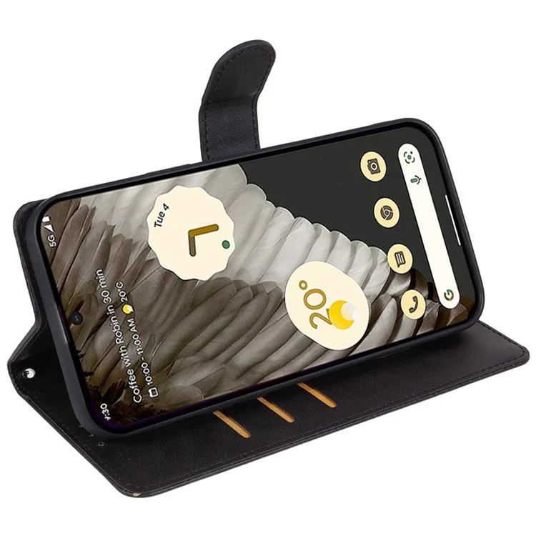 Per Google Pixel 8 PU Leather Wallet Phone Case Calf Texture Anti-drop Stand Cover - Nero