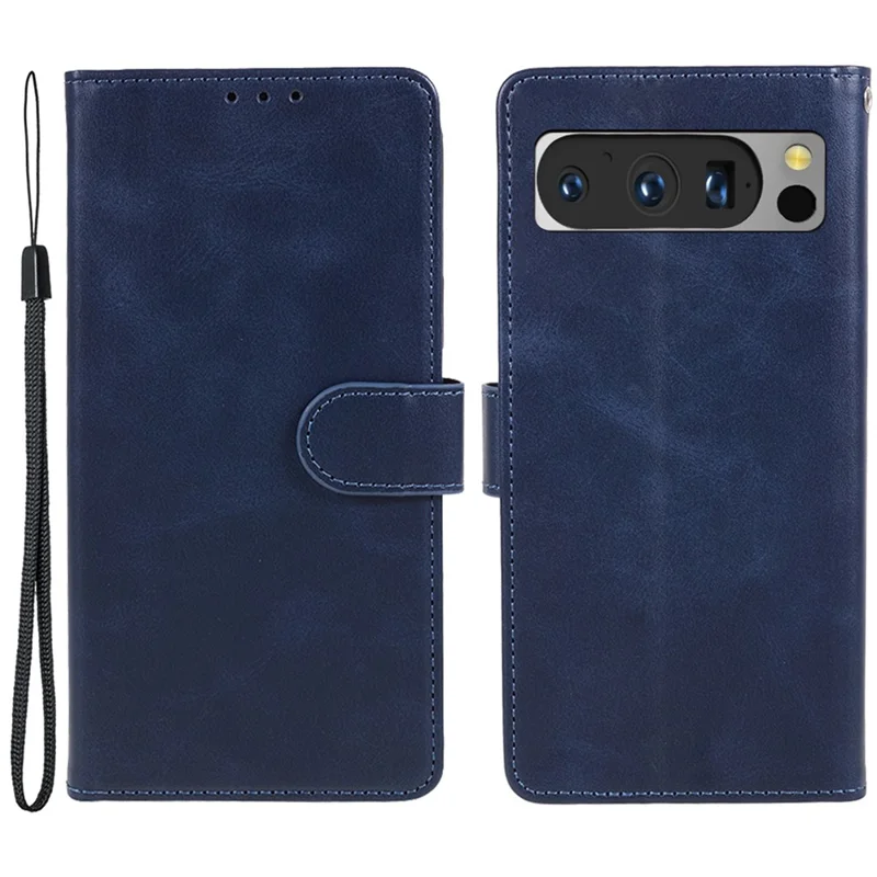 For Google Pixel 8 PU Leather Wallet Phone Case Calf Texture Anti-drop Stand Cover - Blue