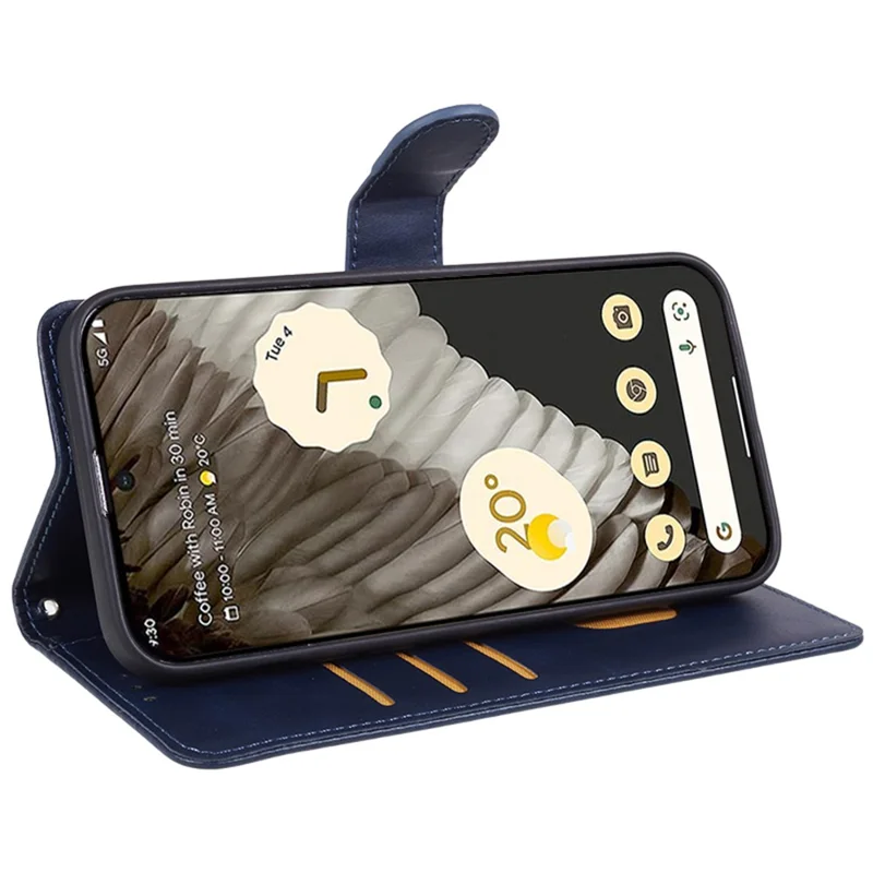 For Google Pixel 8 PU Leather Wallet Phone Case Calf Texture Anti-drop Stand Cover - Blue