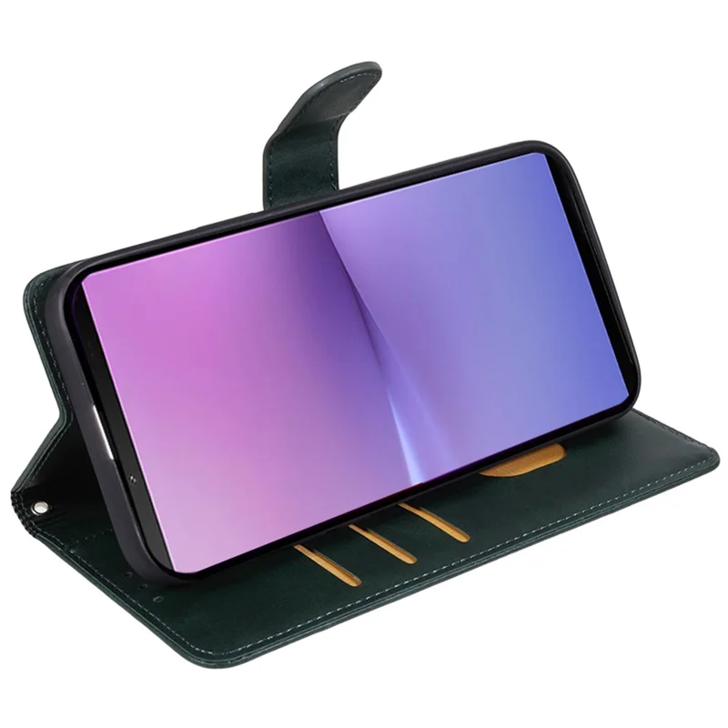 For Sony Xperia 10 V Calf Texture Anti-drop Stand Cover PU Leather Wallet Phone Case - Midnight Green