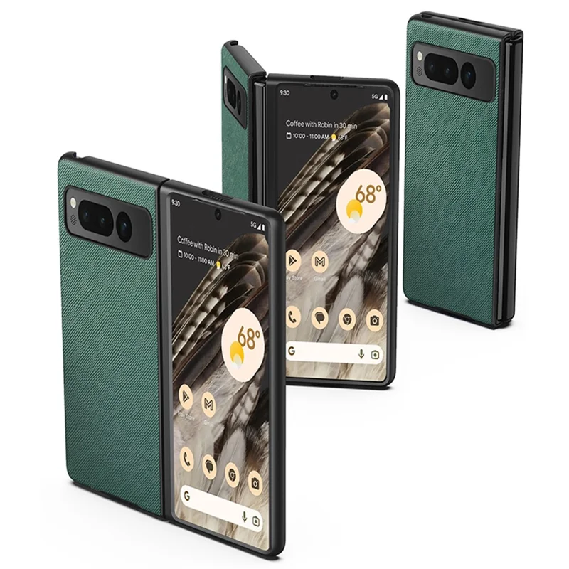 For Google Pixel Fold Cross Texture Rubberized Case PU Leather + Hard PC Shockproof Phone Cover - Red