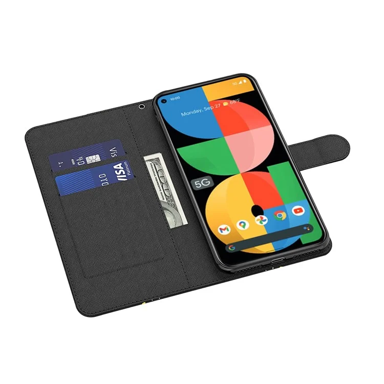 3D Pattern Printing Phone Case for Google Pixel 8 , Wallet Stand PU Leather Cover with Strap - Cat and Tiger