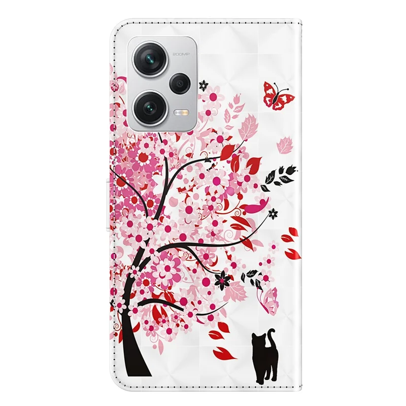 For Xiaomi Redmi Note 12 Pro+ 5G Leather Wallet Phone Case 3D Pattern Printing Stand Cover with Strap - Wish Tree