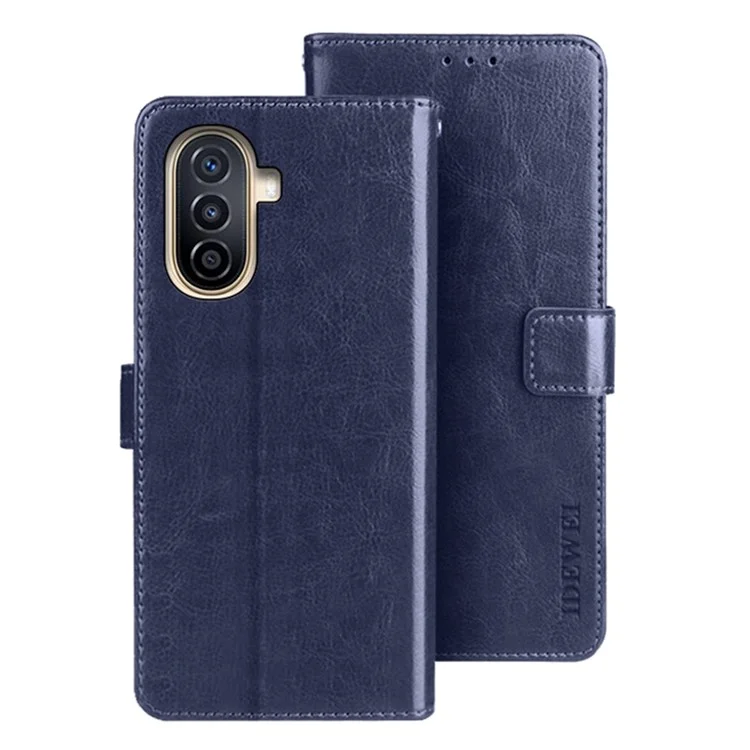 IDEWEI Pour Huawei nova Y71 4G / Y70 Plus 4G / Y70 4G Étui de téléphone portable Portefeuille Texture de cheval fou Debout Étui en cuir - Bleu foncé