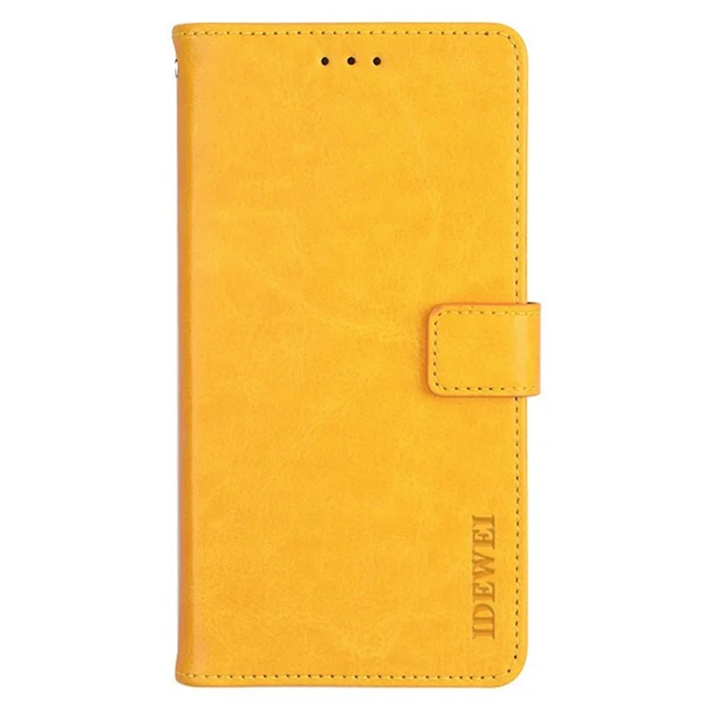 IDEWEI Para Huawei nova Y71 4G / Y70 Plus 4G / Y70 4G Capa de Telefone Celular Carteira Textura Crazy Horse Stand Capa de Couro - Amarelo