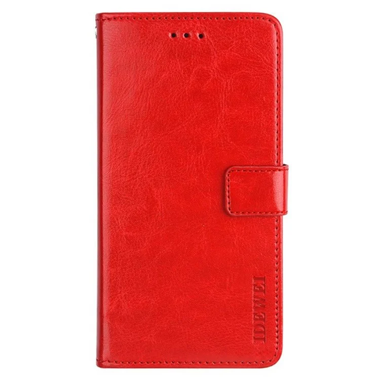 IDEWEI For Oppo Reno10 Pro (China) 5G Wallet Crazy Horse Texture Phone Cover Stand Anti-Scratch Leather Phone Case - Red