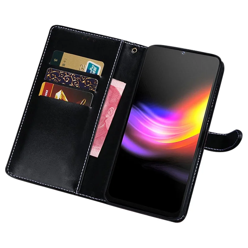 IDEWEI For Cubot P60 Anti-Scratch Phone Shell Case Crocodile Texture Stand Leather Wallet Phone Cover - Black