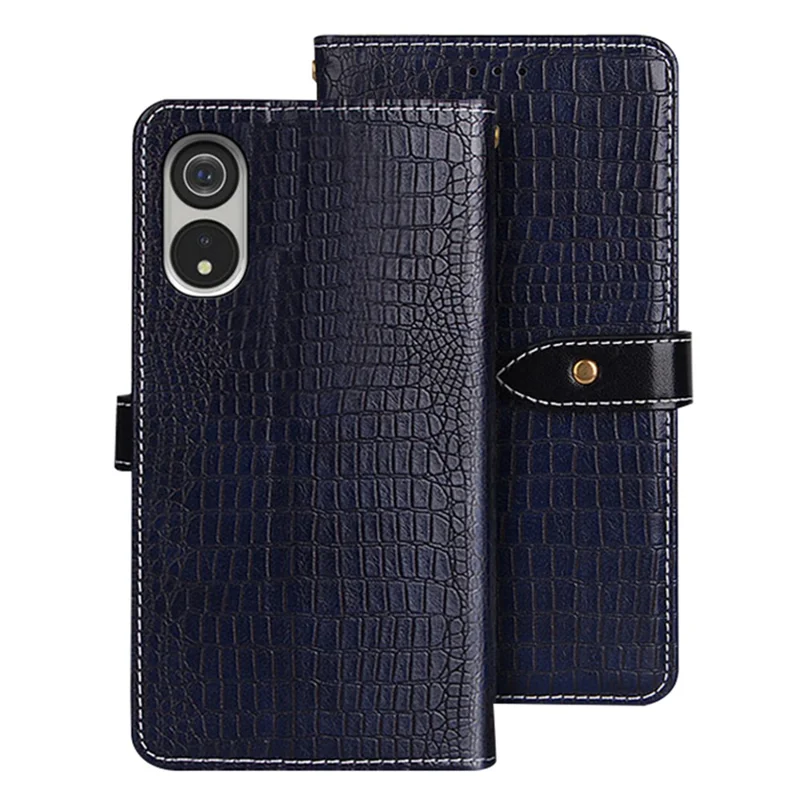 IDEWEI For Cubot P60 Anti-Scratch Phone Shell Case Crocodile Texture Stand Leather Wallet Phone Cover - Blue