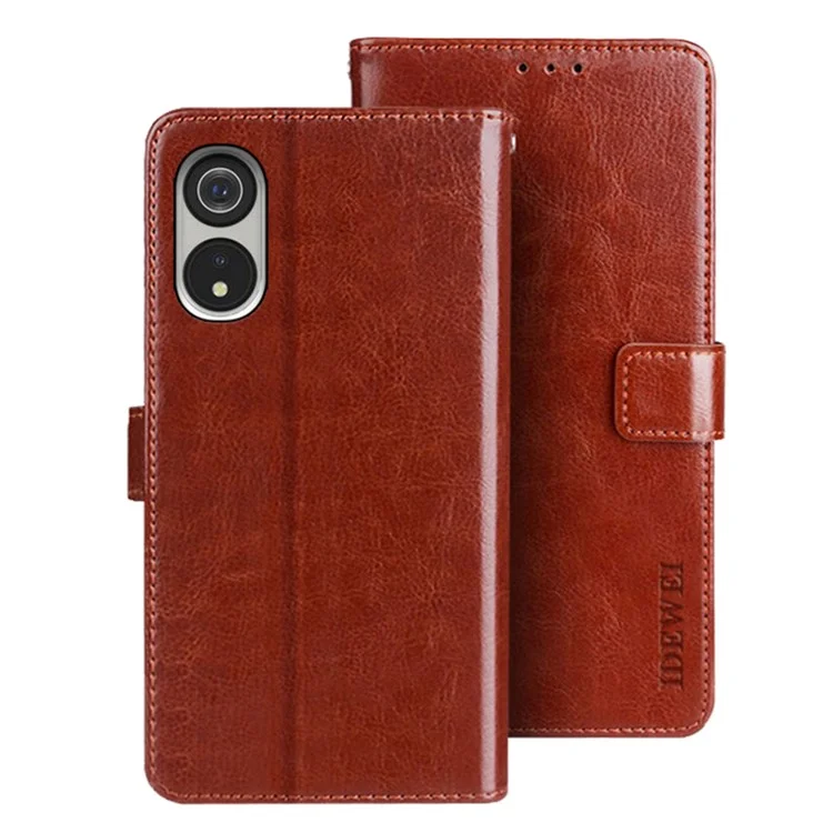 IDEWEI Phone Case for Cubot P60 , Wallet Crazy Horse Texture Stand Anti-Scratch Leather Cover Shell - Brown