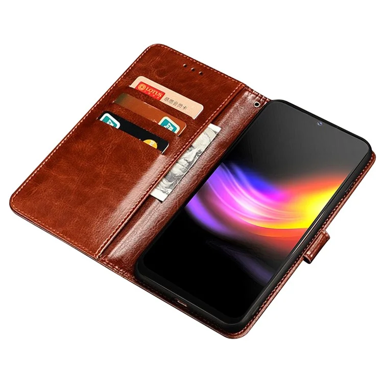 IDEWEI Phone Case for Cubot P60 , Wallet Crazy Horse Texture Stand Anti-Scratch Leather Cover Shell - Brown