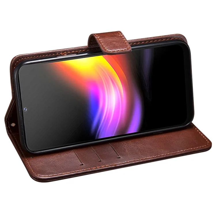 IDEWEI Phone Case for Cubot P60 , Wallet Crazy Horse Texture Stand Anti-Scratch Leather Cover Shell - Brown