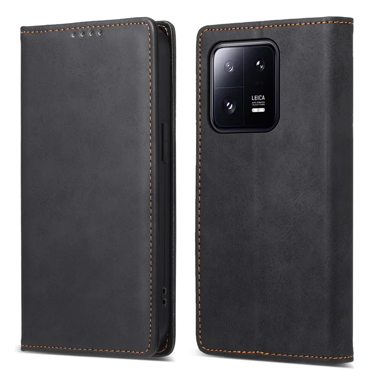DF-05 RFID Blocking Wallet Cell Phone Case For Xiaomi 13 Pro 5G, Antiralladuras de Piel PU + Funda Protectora Mate TPU con Soporte - Negro
