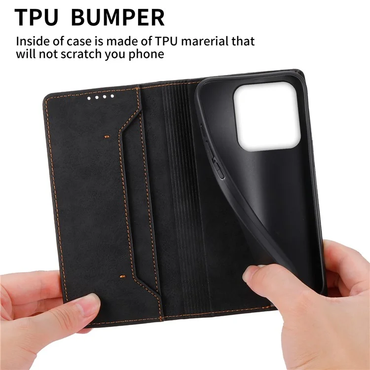 DF-05 RFID Blocking Wallet Cell Phone Case For Xiaomi 13 Pro 5G, Antiralladuras de Piel PU + Funda Protectora Mate TPU con Soporte - Negro