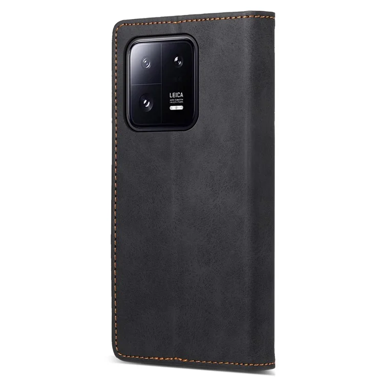 DF-05 RFID Blocking Wallet Cell Phone Case For Xiaomi 13 Pro 5G, Antiralladuras de Piel PU + Funda Protectora Mate TPU con Soporte - Negro