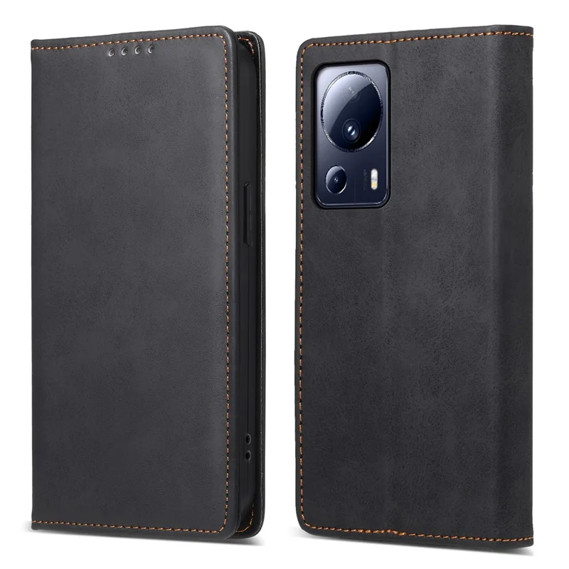Capa de Telefone Celular DF-05 para Xiaomi 13 Lite / Civi 2 5G, Carteira de Couro PU Anti-Arranhões com Bloqueio RFID e Suporte - Preto