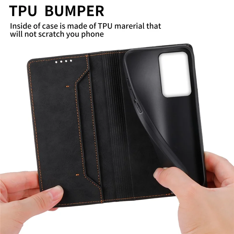 Capa de Telefone Celular DF-05 para Xiaomi 13 Lite / Civi 2 5G, Carteira de Couro PU Anti-Arranhões com Bloqueio RFID e Suporte - Preto