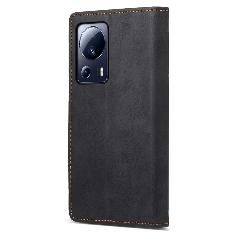Capa de Telefone Celular DF-05 para Xiaomi 13 Lite / Civi 2 5G, Carteira de Couro PU Anti-Arranhões com Bloqueio RFID e Suporte - Preto